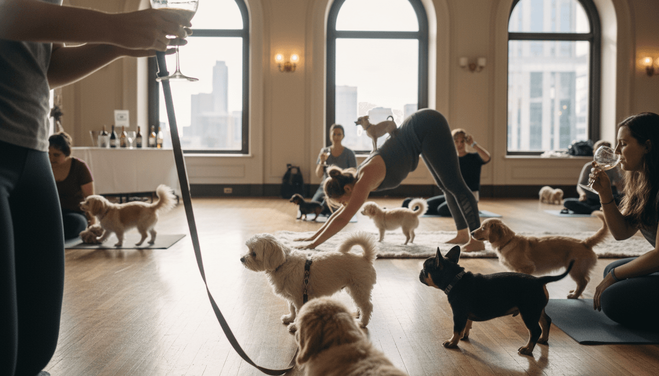 Small Pup Yoga + Wine Social at Hotel 55