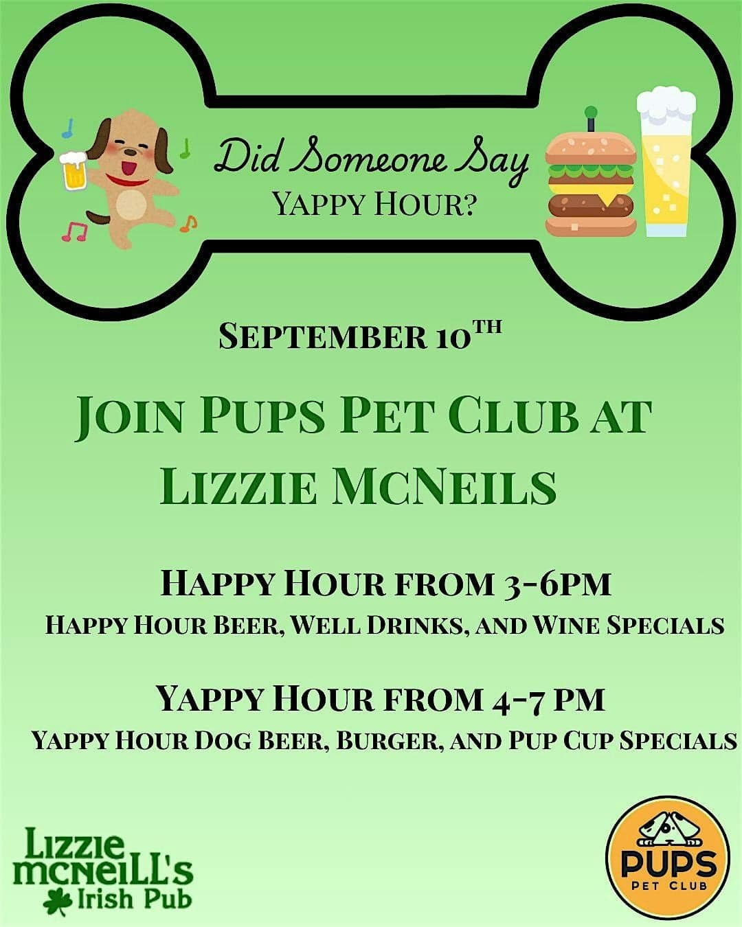 Yappy Hour at Lizzie McNeill's Irish Pub